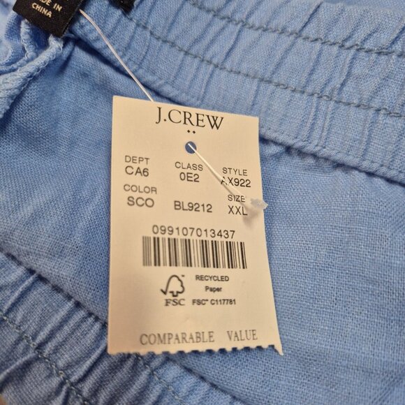 J. Crew Women's Blue Linen Blend Drawstring Shorts Size XXL NWT (02) - Picture 6 of 12